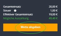 Die Abgabe eines Wettscheins bei Betsson.