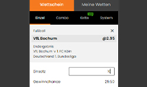 Die Abgabe eines Wettscheins bei Hot.Bet.