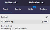 Die Abgabe eines Wettscheins bei Thrillsy.