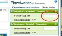 Einsatz im William Hill Wettschein eingeben