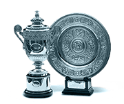 Die Trophäen für die Sieger von Wimbledon.