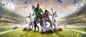 Eine Szene aus einem Fußballspiel.