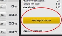  Wettschein abgeben, Wette ist sofort eingebucht