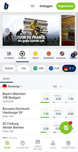 Bundesliga-Spiele in der bet-at-home App