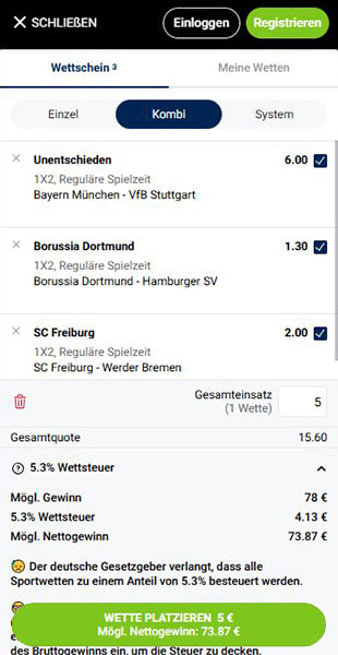 Wettabgabe in der bet-at-home App
