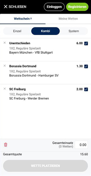 Wettschein in der bet-at-home App