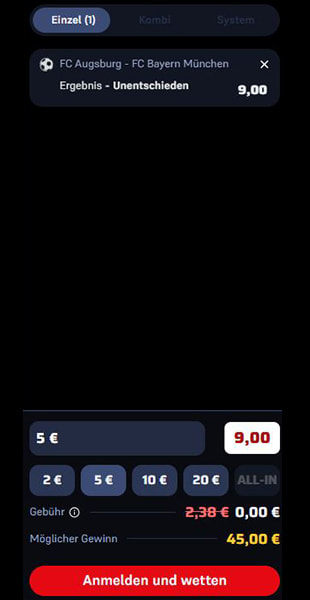 Wettschein in der Winamax App