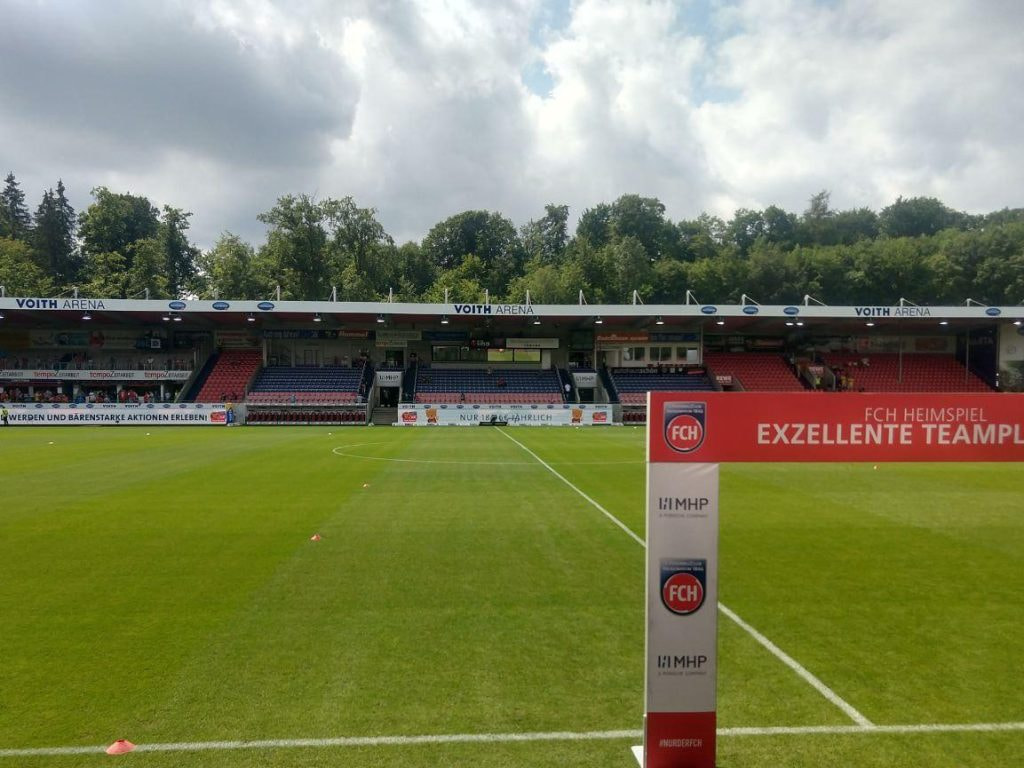 Aufnahme der Voith Arena, dem Stadion des 1. FC Heidenheim.