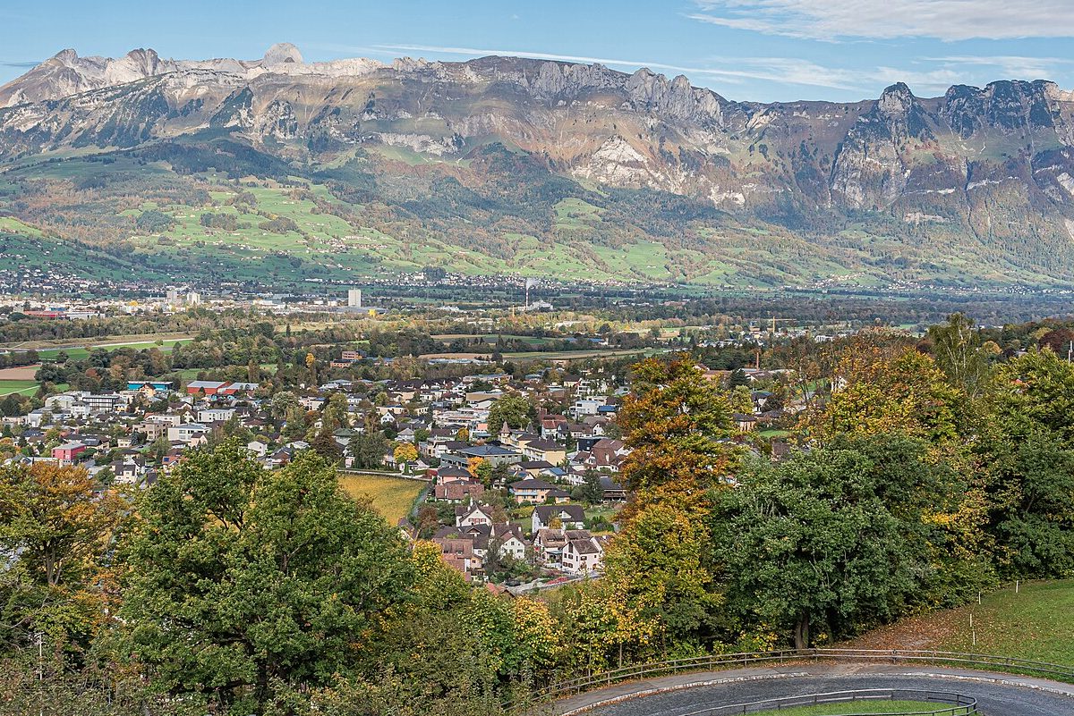 Ein Blick auf Vaduz, die Hauptstadt von Liechtenstein.