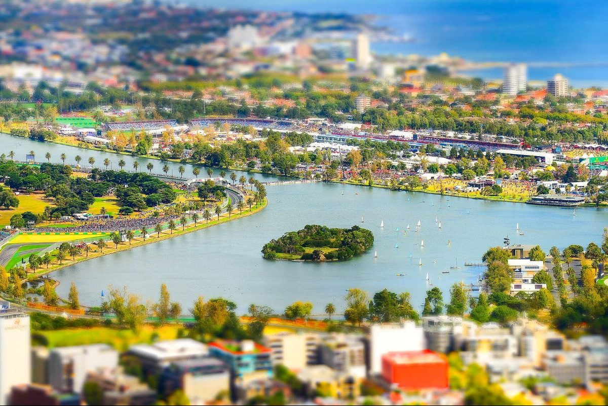 Aufnahme des Albert Park Circuit in Melbourne, Australien.