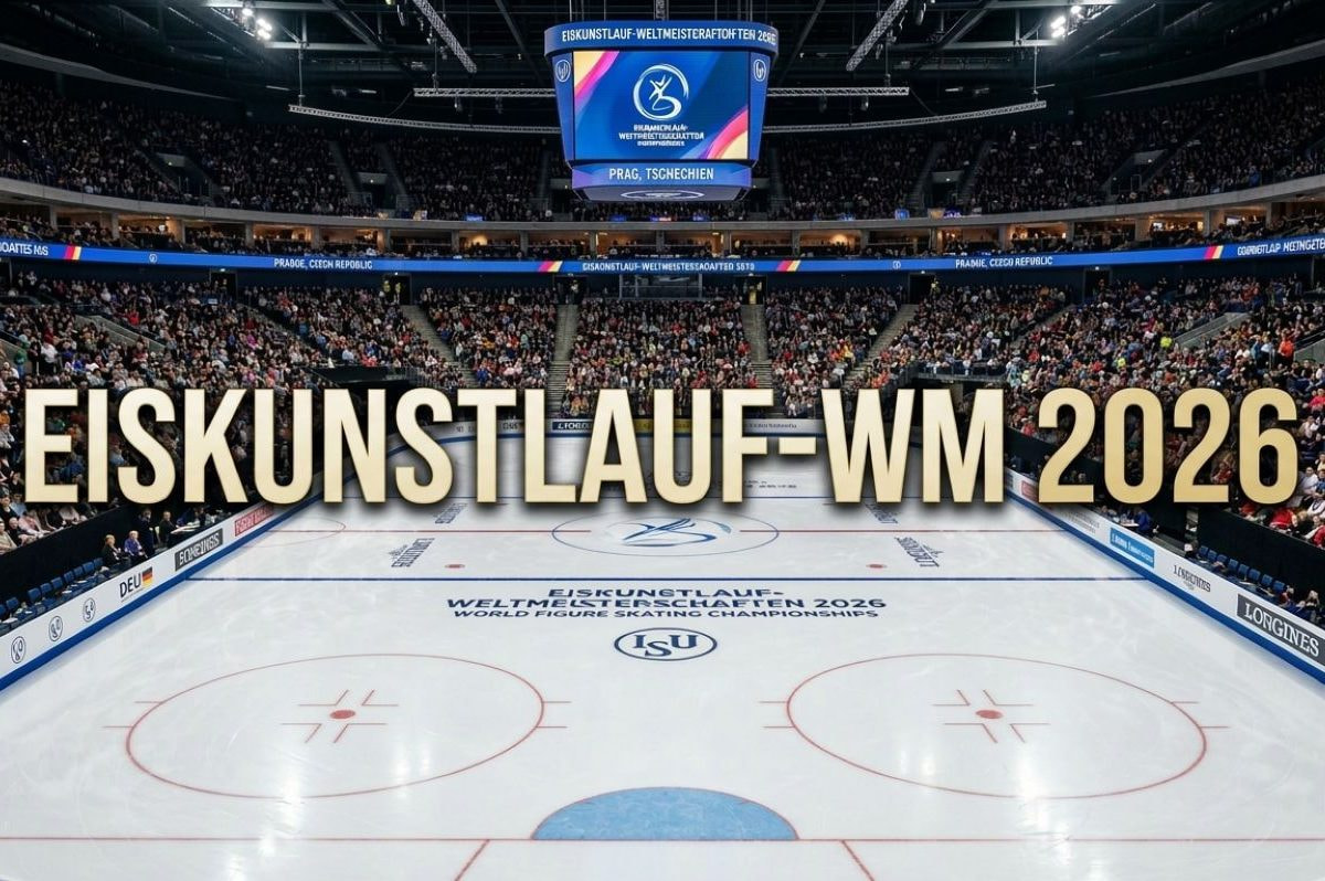 Eiskunstlauf-WM in einer gefüllten Arena mit Zuschauern.