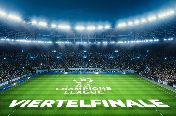 Ein Fußballstadion kurz vor dem Anpfiff des Champions League Viertelfinals.