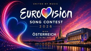 Ein Poster zum Eurovision Song Contest 2026 in Wien, Österreich.