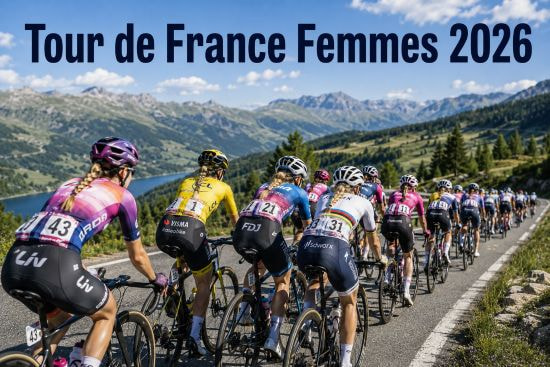 Das Peloton der Tour de France Femmes 2026 auf der Strecke.