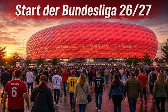 Fans sind auf dem Weg ins Stadion zum Start der Bundesliga 26/27.
