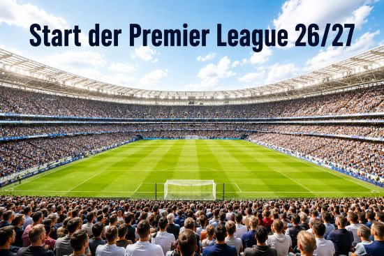 Ein gefülltes Stadion in England kurz vor dem Anpfiff.