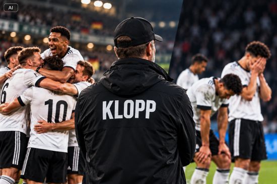 Spieler beim Jubel. Jürgen Klopp von hinten. Spieler sind nach einem Gegentreffer niedergeschlagen.