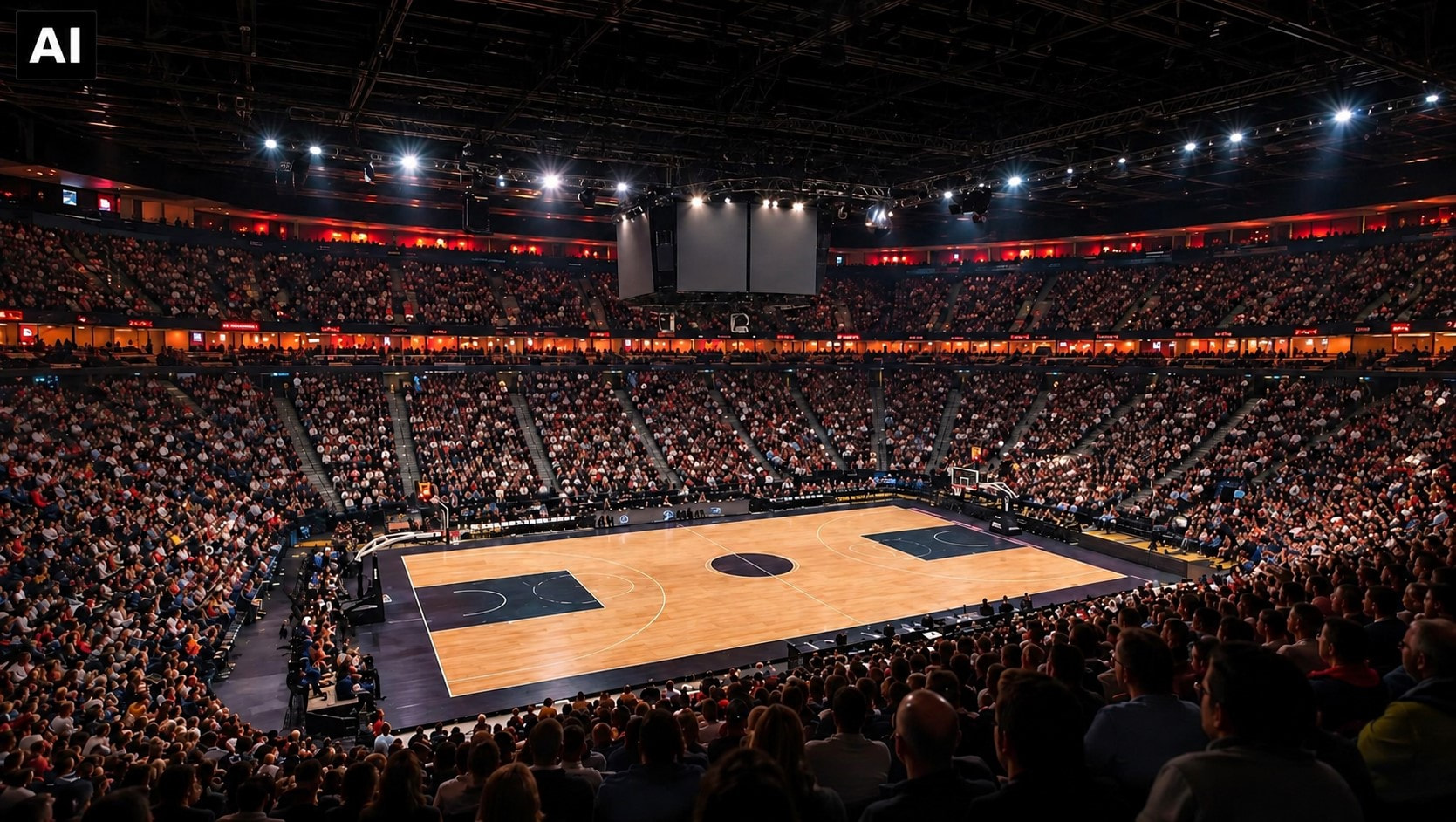 Ein Basketballfeld kurz vor dem Start der Basketball-WM der Frauen 2026.