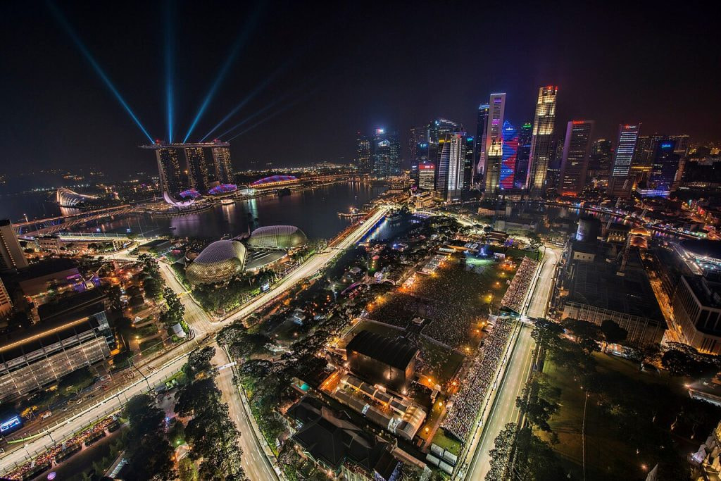 Aufnahme des Marina Bay Street Circuit.